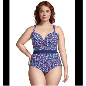NEW Landsend X Draper James One Piece Swimsuit Sz 12‎ Floral Print Tummy Control